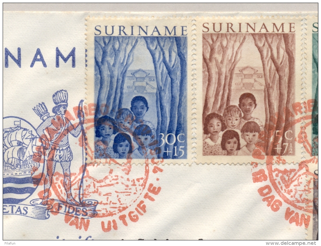 Suriname - 1954 - Jeugdwerk 1e Dag Op Brief Naar Naarden / Nederland - E3 - Suriname ... - 1975