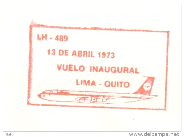 Peru - 1973 - 2 Stamps On 1st Flight Lufthansa Lima - Quito - Peru