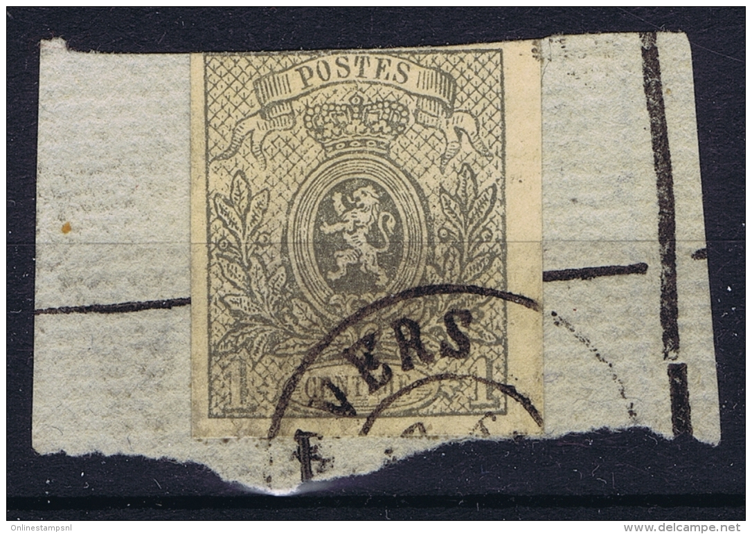 Belgium:  OBP 22 Used Obl On Fragment 1866 3 X Wide Borders - 1866-1867 Petit Lion (Kleiner Löwe)