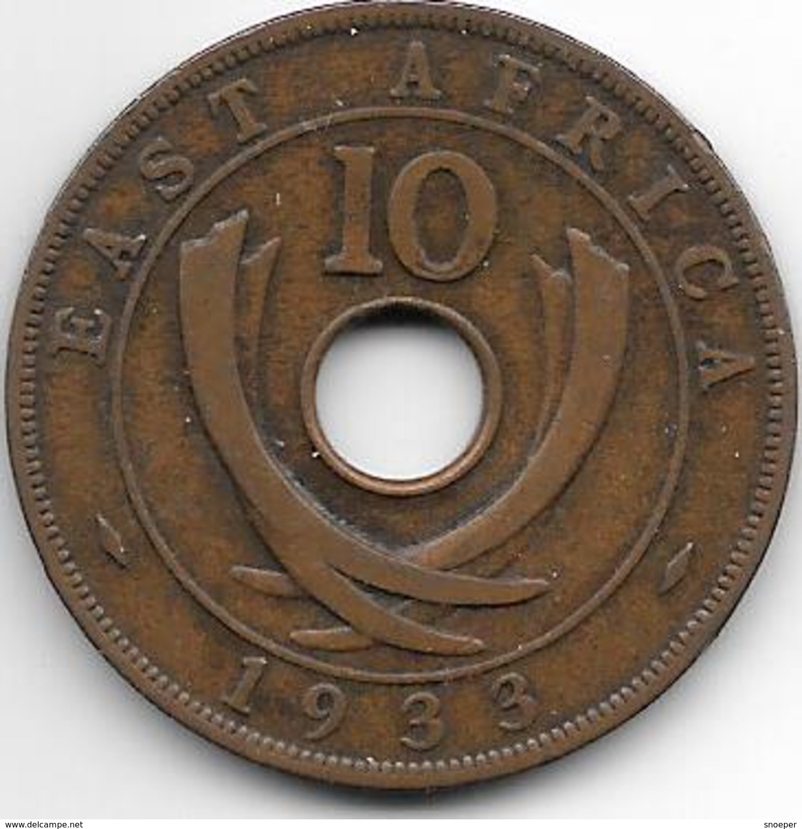 *east Africa 10 Cents 1933   Km 19    Vf - Colonie Britannique