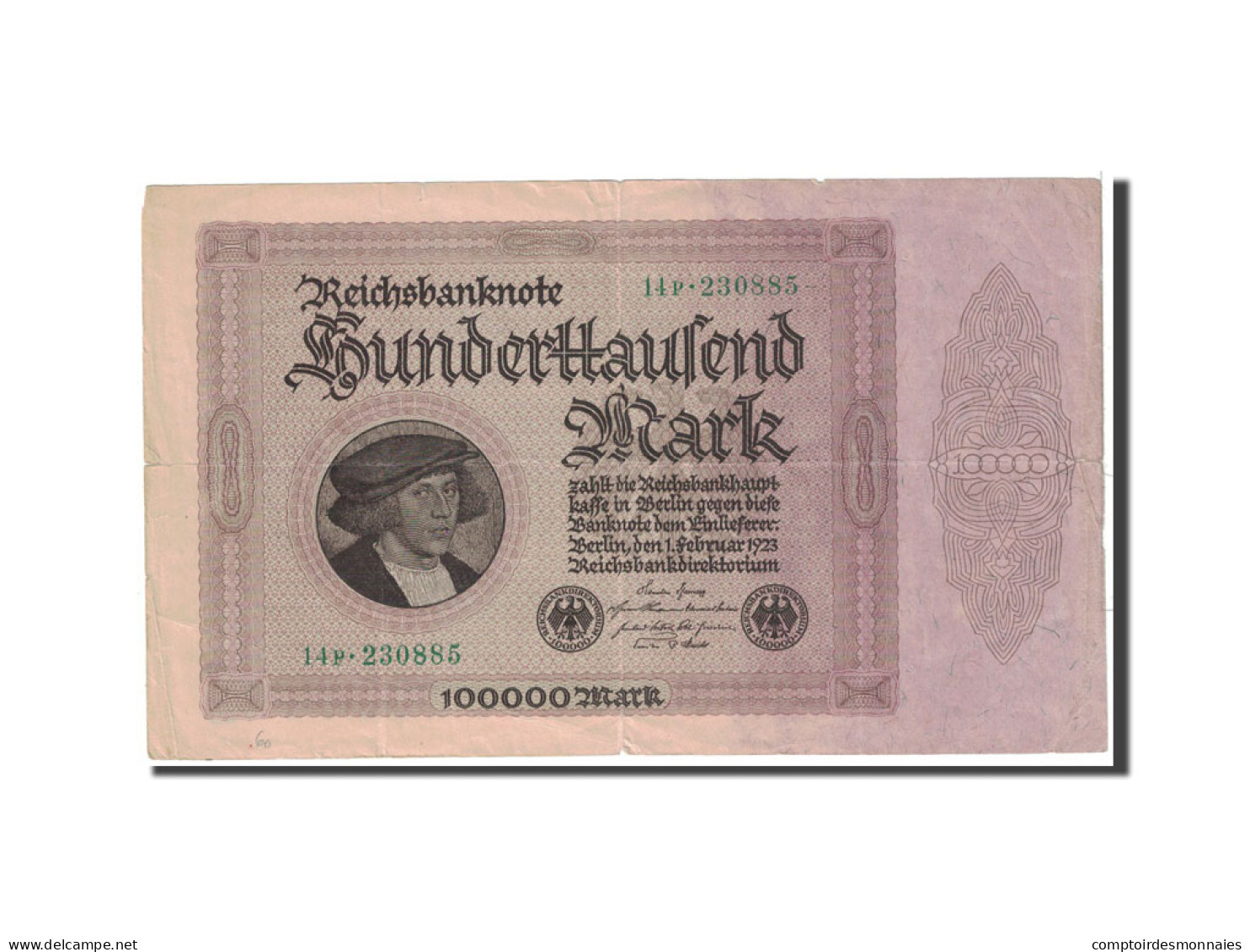 Billet, Allemagne, 100,000 Mark, 1923, 1923-02-01, KM:83a, TTB - 500 Mark