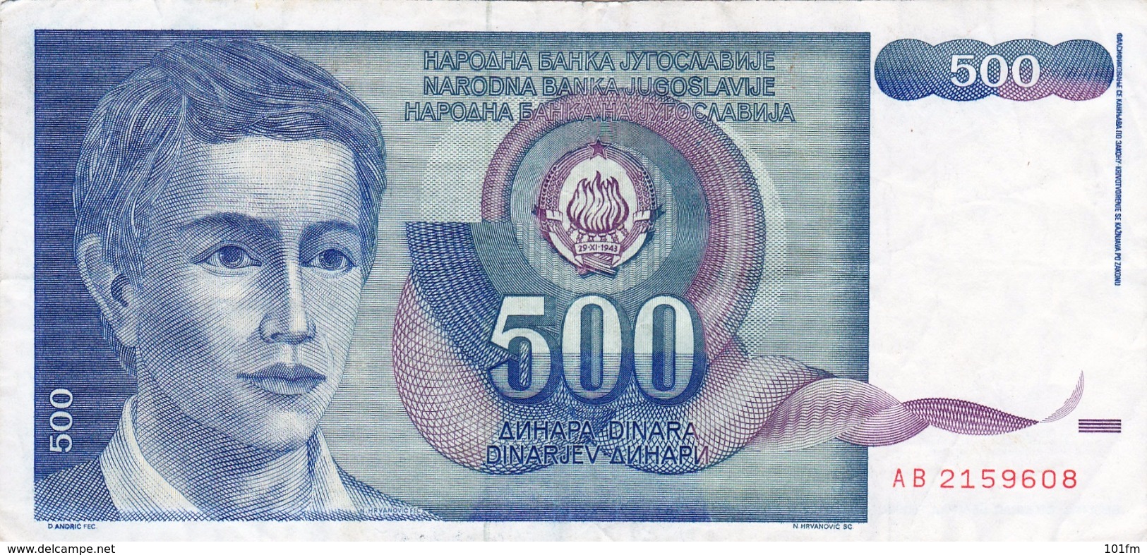 Yugoslavia , SFRJ  500  Dinara 1990 - Joegoslavië