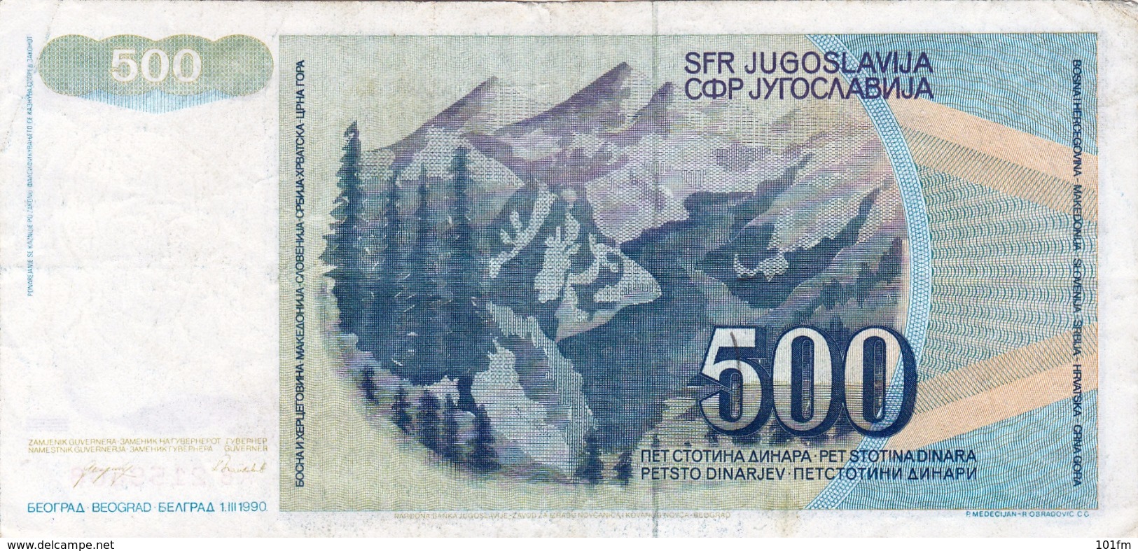 Yugoslavia , SFRJ  500  Dinara 1990 - Yugoslavia