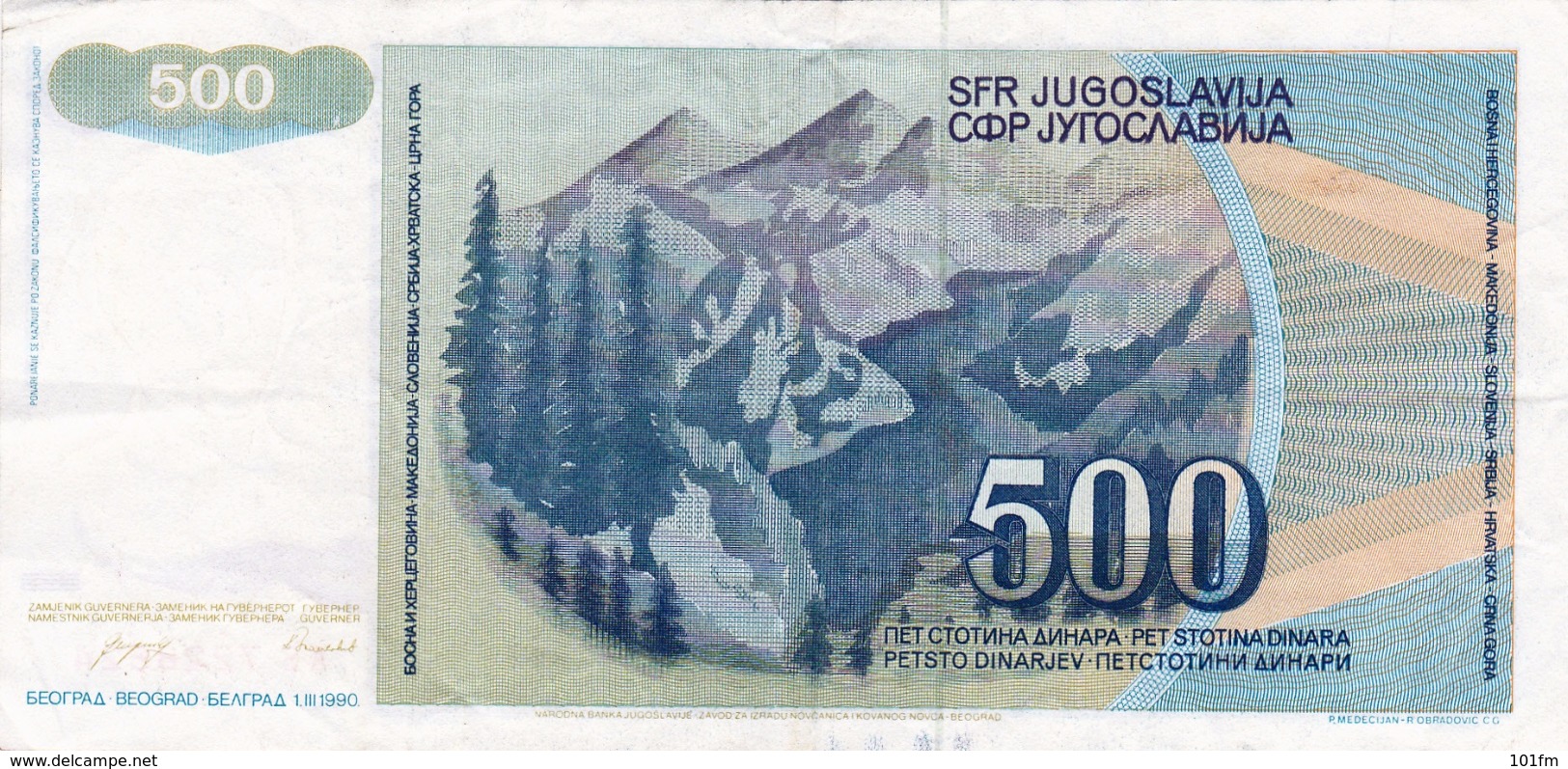 Yugoslavia , SFRJ  500  Dinara 1990 - Yugoslavia