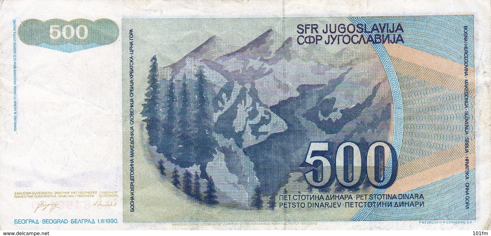 Yugoslavia , SFRJ  500  Dinara 1990 - Yougoslavie