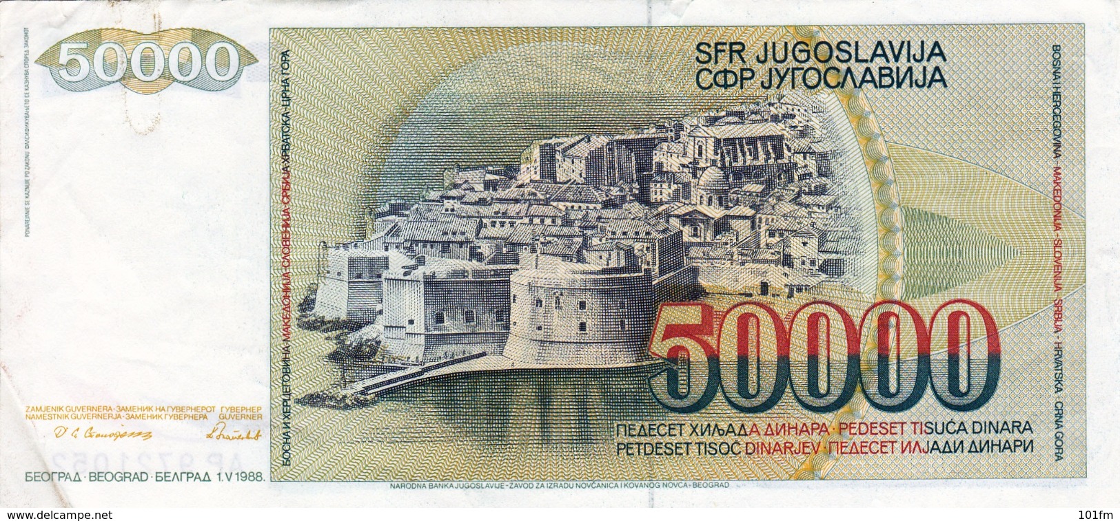 Yugoslavia , SFRJ  50000  Dinara 1988 - Joegoslavië