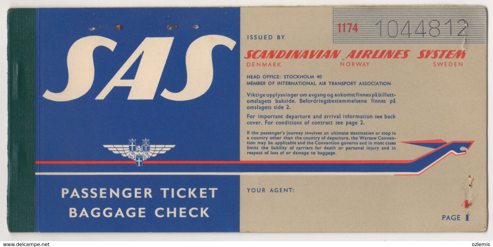 SAS AIRLINES PASSENGER TICKET  ISTANBUL -WIEN ? - Tickets