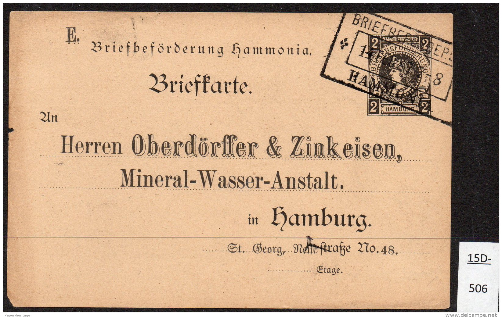 Hamburg Briefbeforderung 2pf Briefkarte, Used. - Postes Privées & Locales