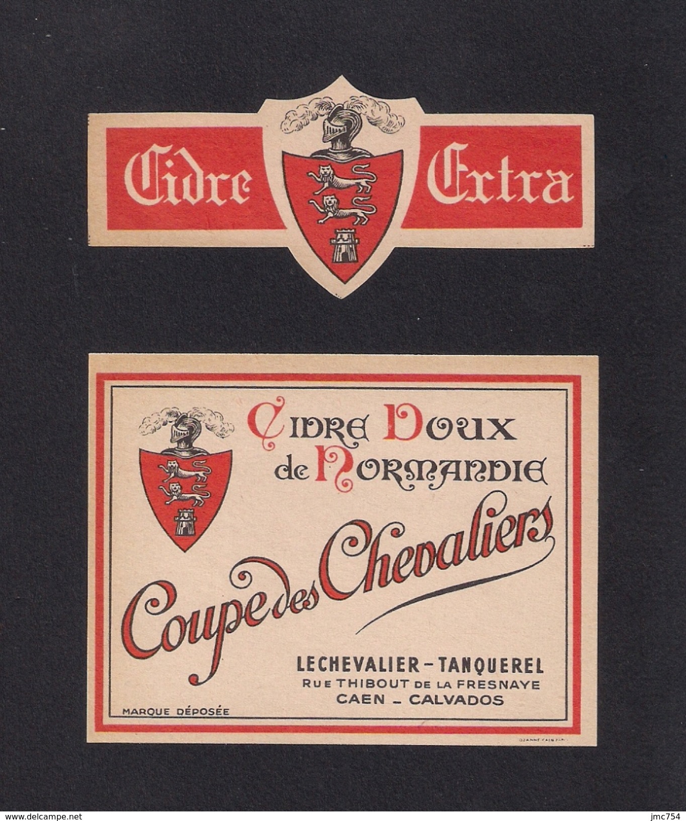 Etiquette De Cidre De Normandie.   Coupe Des Chevaliers.  Lechevalier-Tanquerel.  Caen. - Other & Unclassified