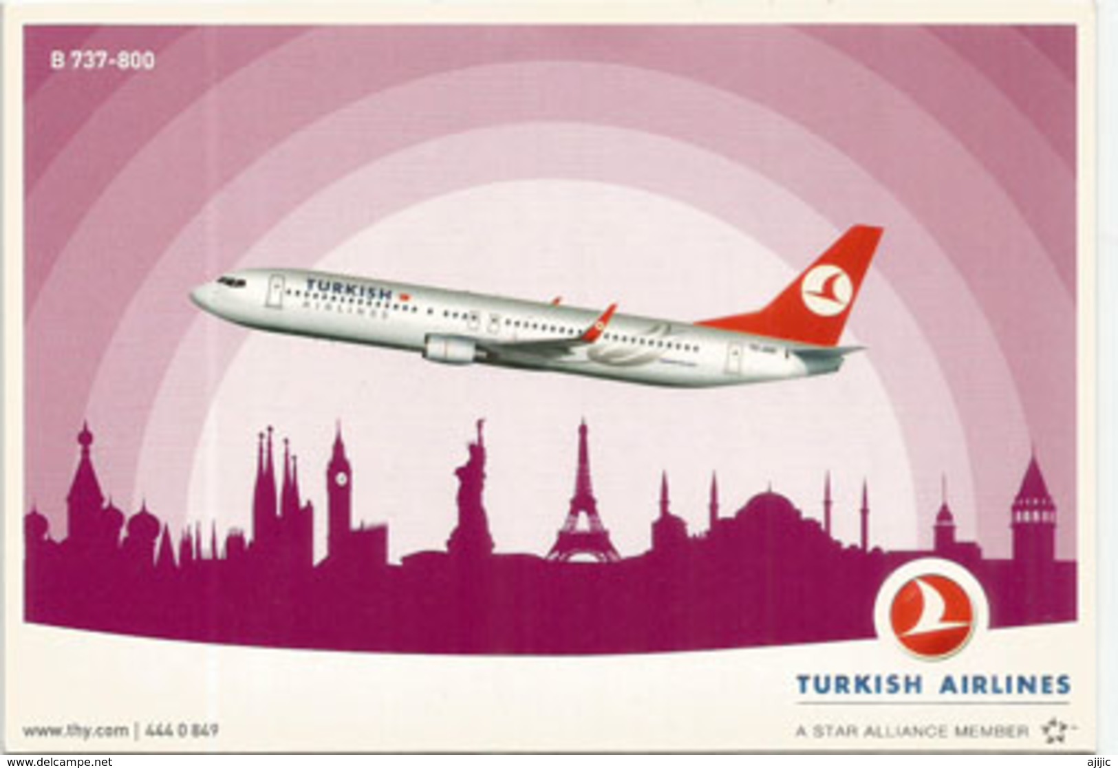 B 737-800 Of The Turkish Airlines,   Unadressed Postcard - 1946-....: Ere Moderne