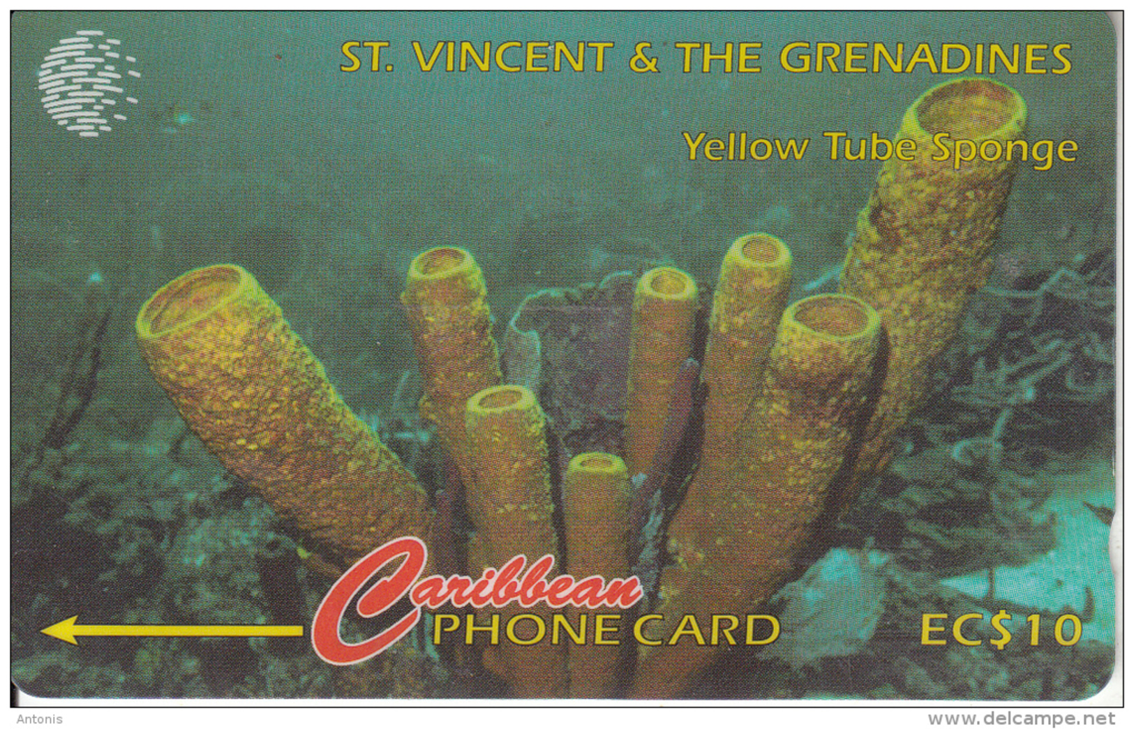 ST.VINCENT & GRENADINES(GPT) - Yellow Tube Sponge, CN : 52CSVF, Tirage 9900, Used - St. Vincent & The Grenadines