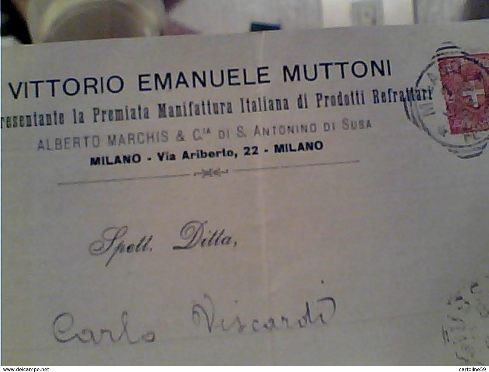 DITTA VITTORIO EMANUELE MUTTONI REFRATTARI EDILIZA  MILANO  X GIUSSANO 2 C 1900 GB13295 - Storia Postale