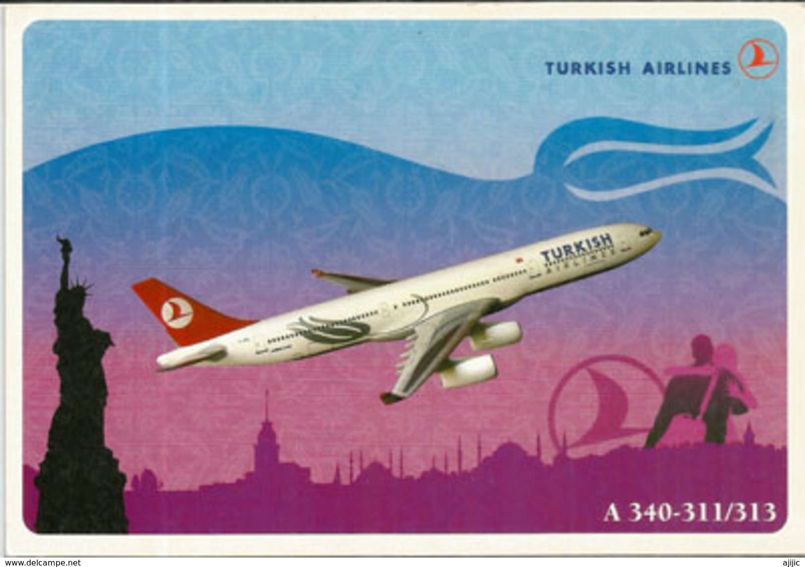 Turkish Airlines Airbus A 340-311/313,   Unadressed Postcard - 1946-....: Ere Moderne