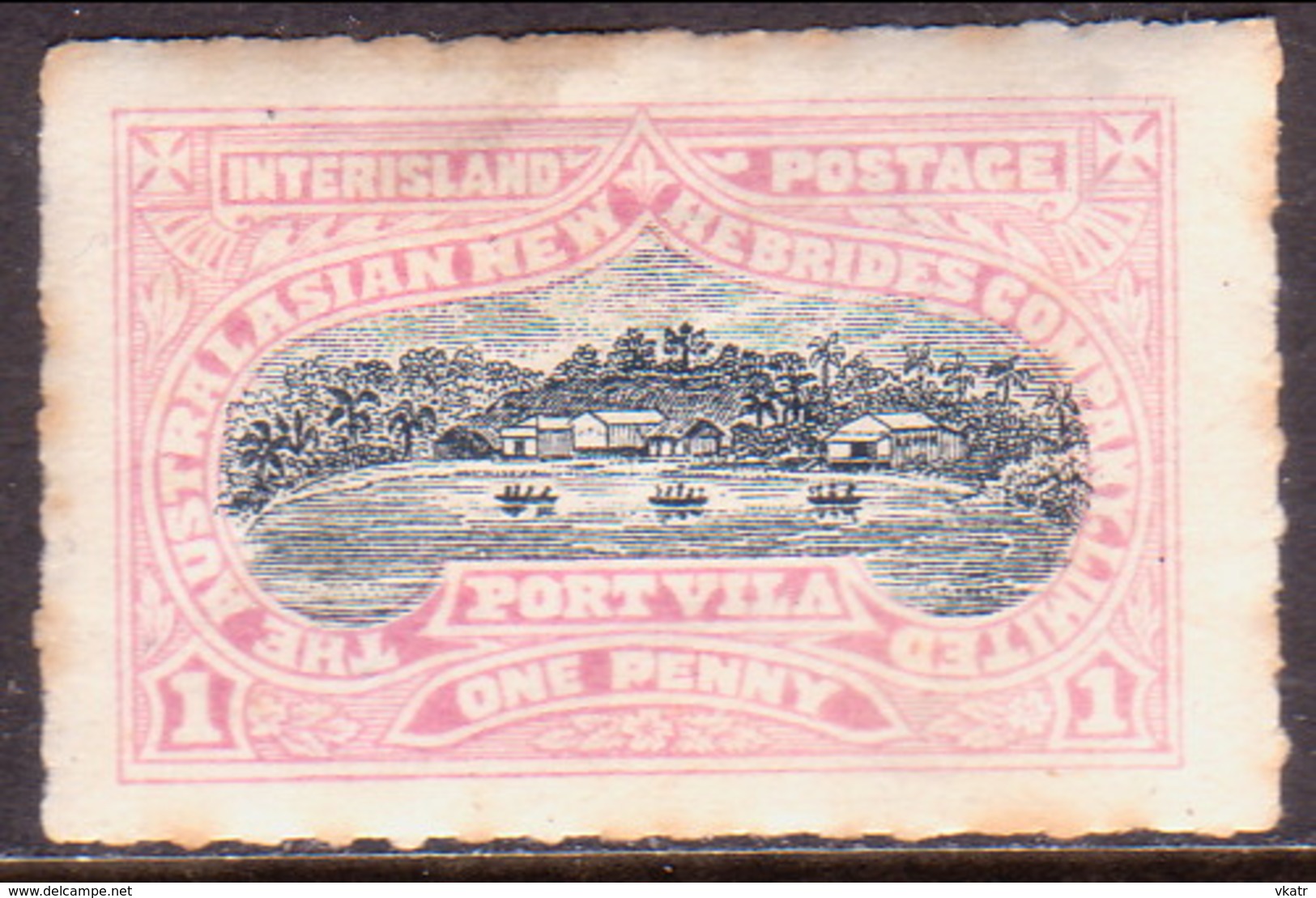 NEW HEBRIDES 1897 Local Stamp Of Australasian New Hebrides Company 1d MH Toned - Other & Unclassified