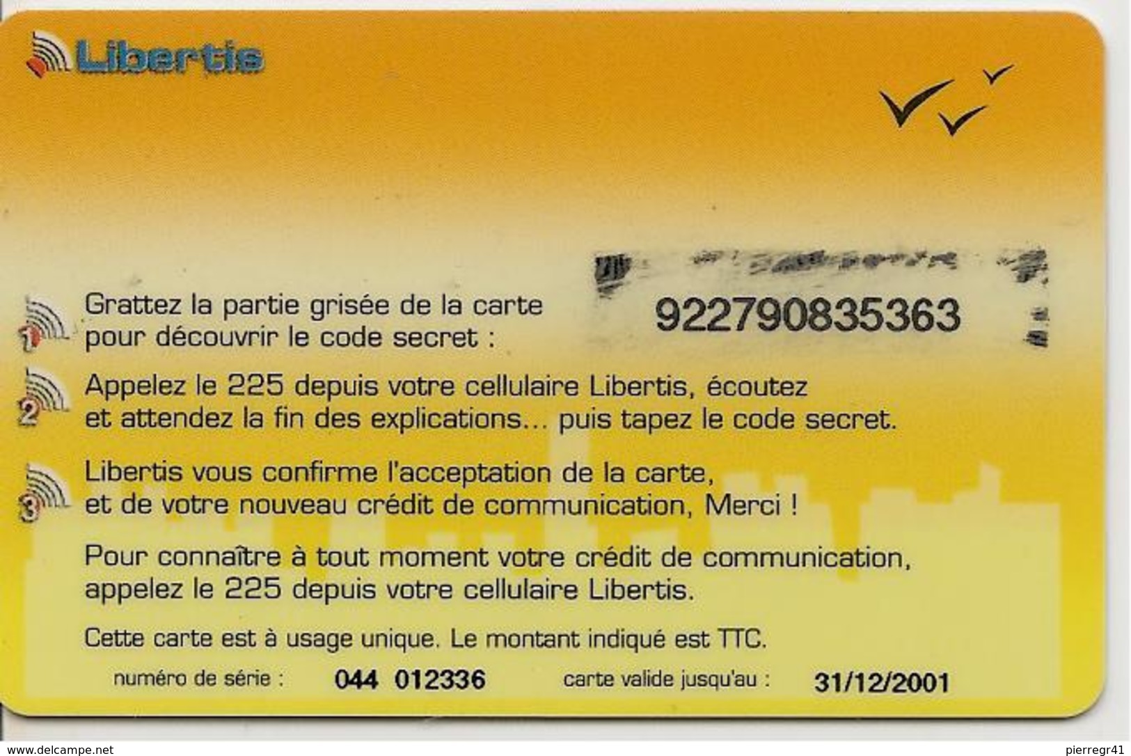 CARTE-PREPAYEE-GSM-LIBERTIS-GABON-5000F-CFA-PROVINCE OGOOUE IVINDO-31/12/2001-TBE - Gabun