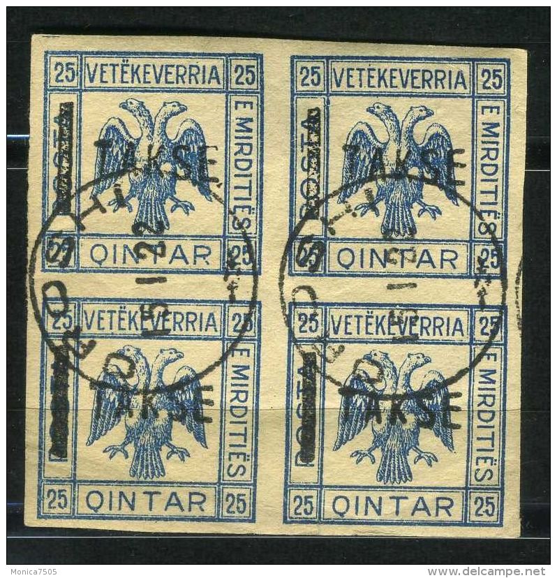 ALBANIE (  TAXE ) : Y&amp;T N°  8 X 4  TIMBRES  TRES  TRES  BIEN  OBLITERES , A  VOIR . - Albanie