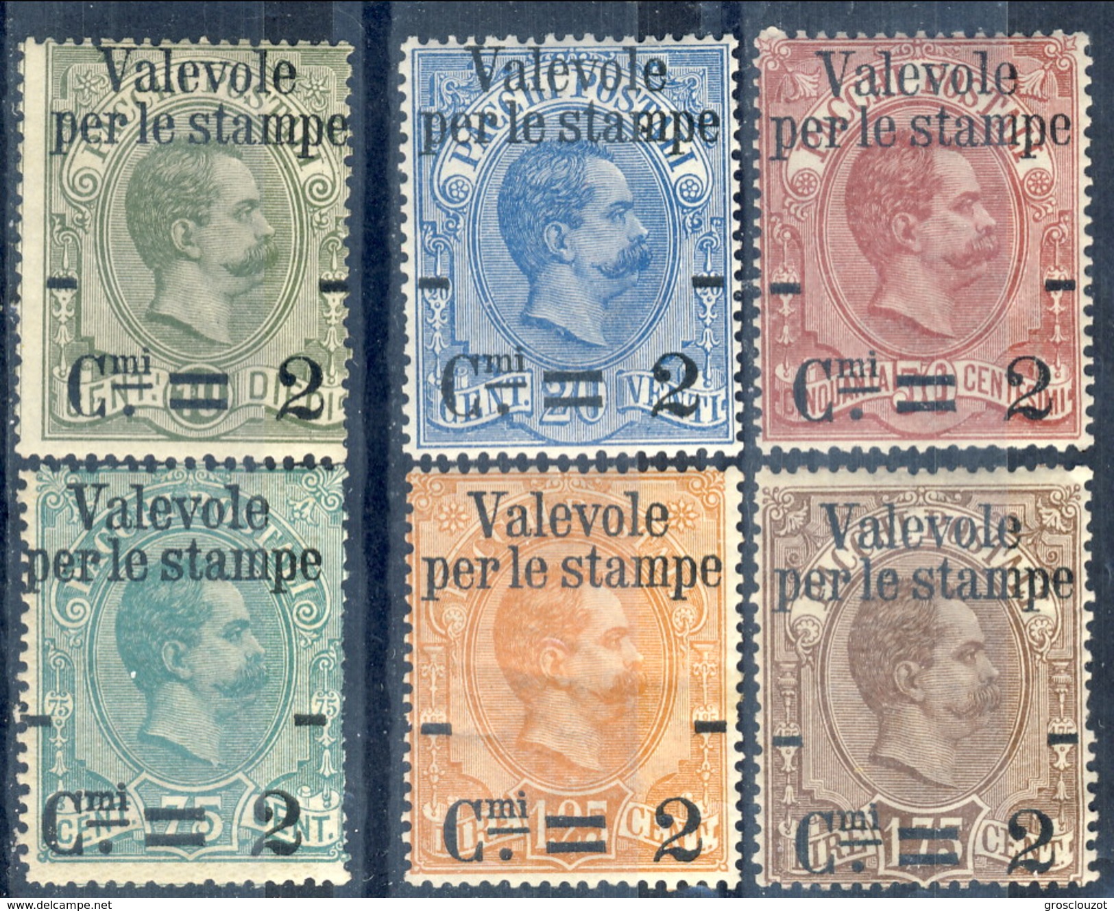 Regno 1890 Serie N. 50 - 55 Sovrastampati MNH Eccezionale Freschezza Cat. € 450 - Ongebruikt