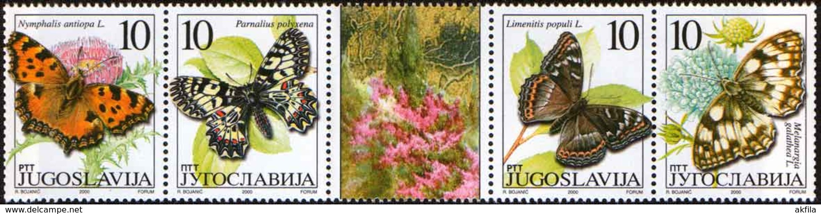 Yugoslavia 2000 Animals (Fauna) - Butterflies, MNH (**) Michel 2962-2965 - Unused Stamps