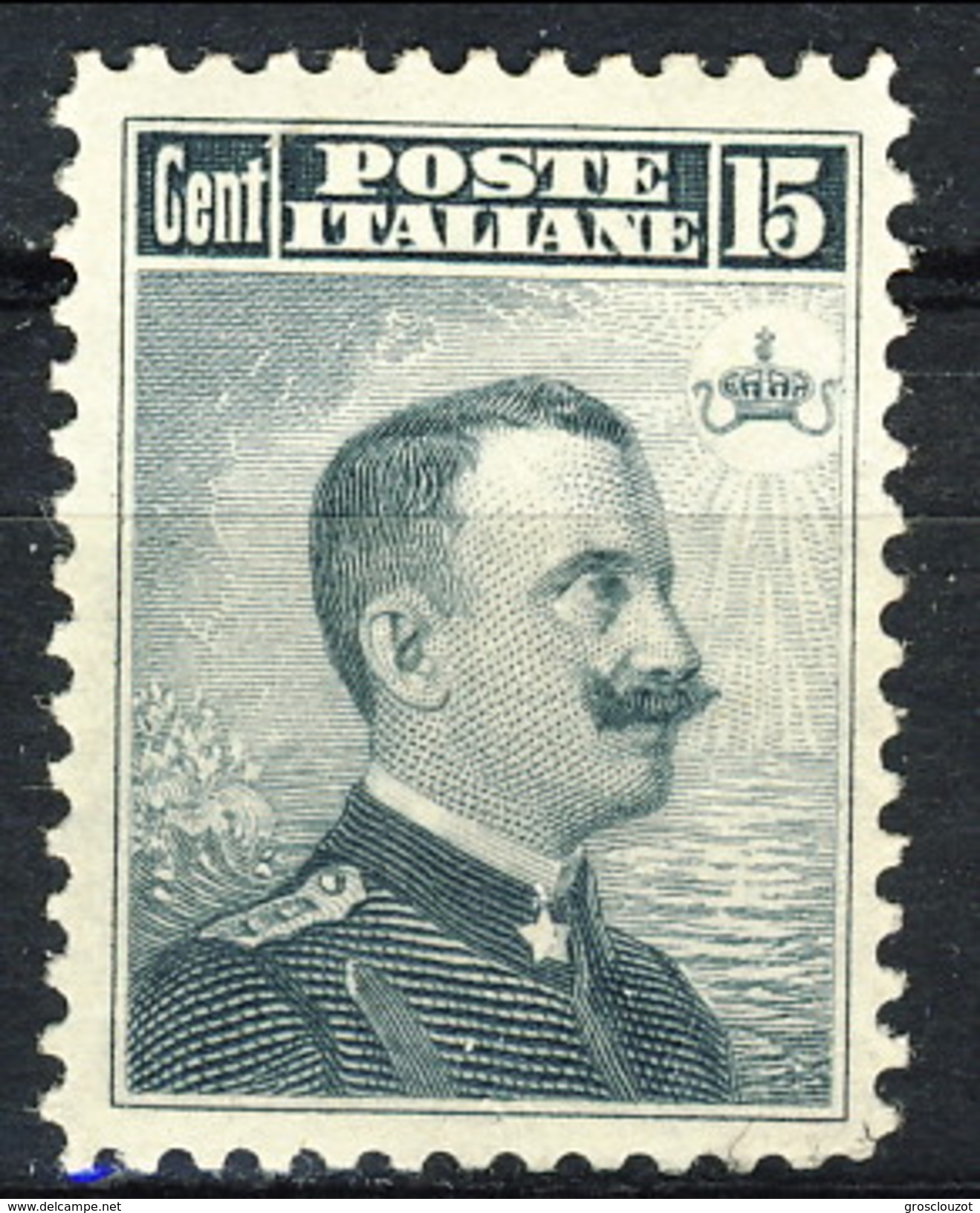 Regno 1906 N. 80 C. 15 Grigio Nero Effige  Dent. 12 MLH Buona Centratura, Cat. 110 - Usati