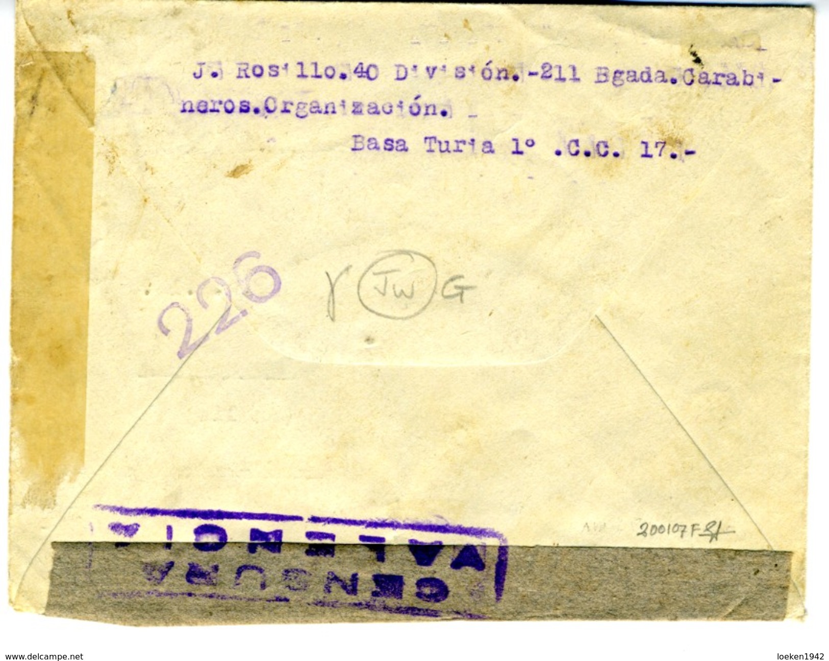1938 GUERRA CIVIL CARTA 211 BRIGADA MIXTA/ CARABINEROS    Hasta London   EL480 - Cartas & Documentos
