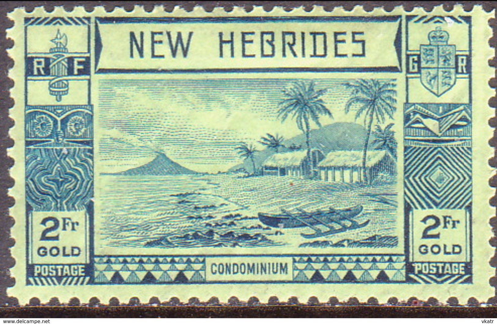 NEW HEBRIDES(English Inscr.) 1938 SG 61 2fr MH CV £30 - Unused Stamps