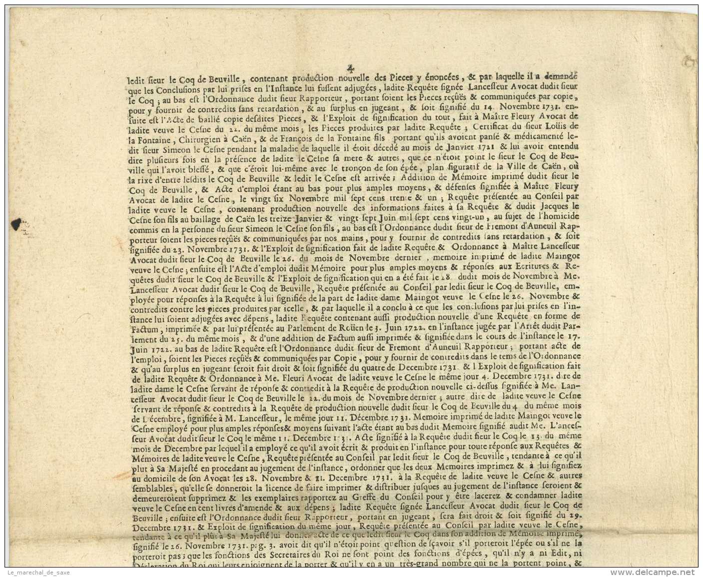 ARREST Du Conseil D'etat Prive Du Roy 1732 Rendu Sur Une Opposition Au Titre D'un Office De Secretaire Du Roy - Decrees & Laws