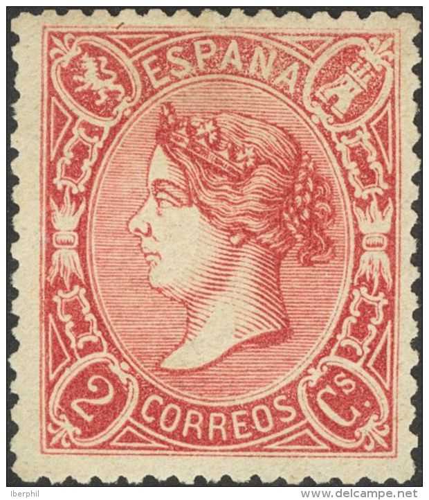 Isabel II. 1 De Enero De 1865. 1&ordf; Emisi&oacute;n Dentada. * 74 2 Cuartos Rosa Rojo (leve Reparaci&oacute;n Sin Impo - Otros & Sin Clasificación