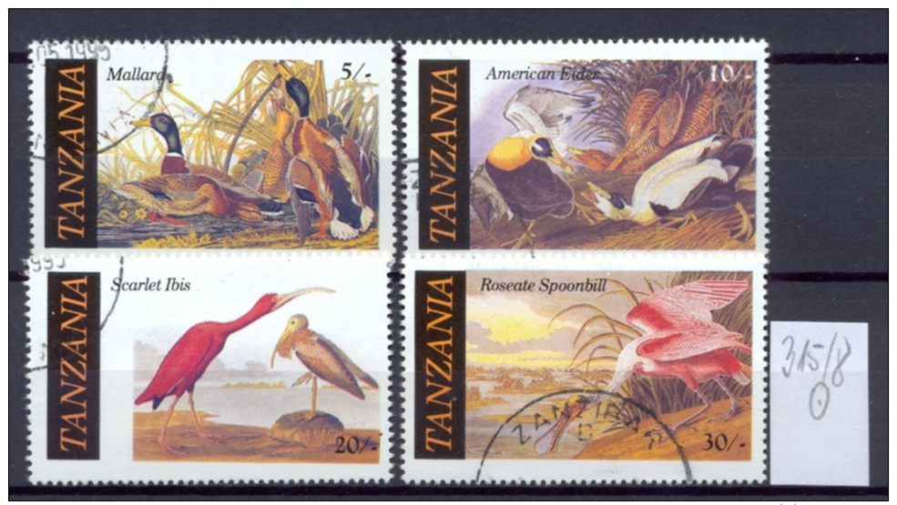 TANSANIA -  315/8  J.J.Audubon   Kompl. Gestemp. - Tanzania (1964-...)