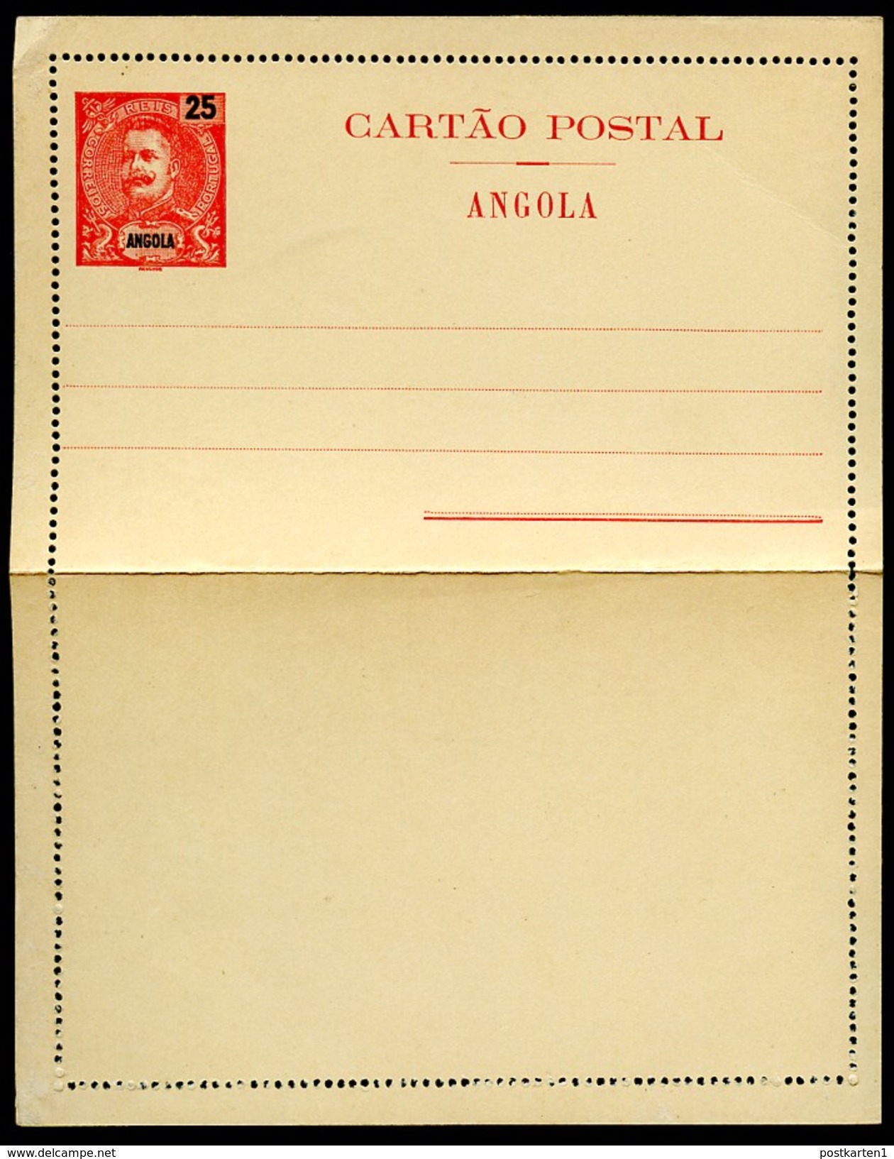 ANGOLA Letter Card #A1 25 Reis Mint 1903 - Angola