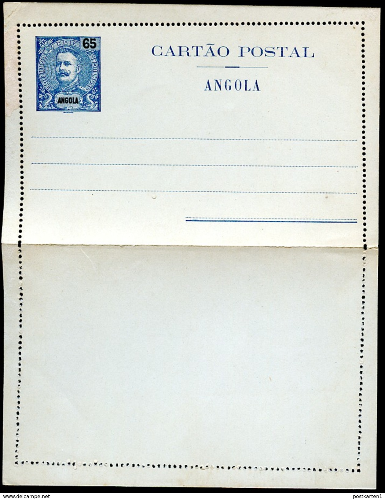 ANGOLA Letter Card #A3 65 Reis Mint 1903 - Angola