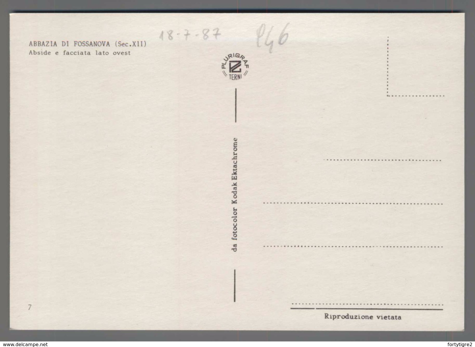 A946 ABBAZIA DI FOSSANOVA ABSIDE E FACCIATA LATO OVEST - Altri & Non Classificati