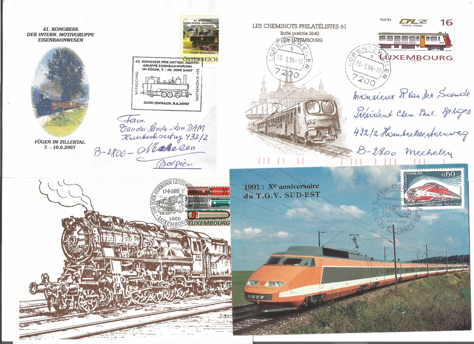 Poststukken Thema Treinen - Trains