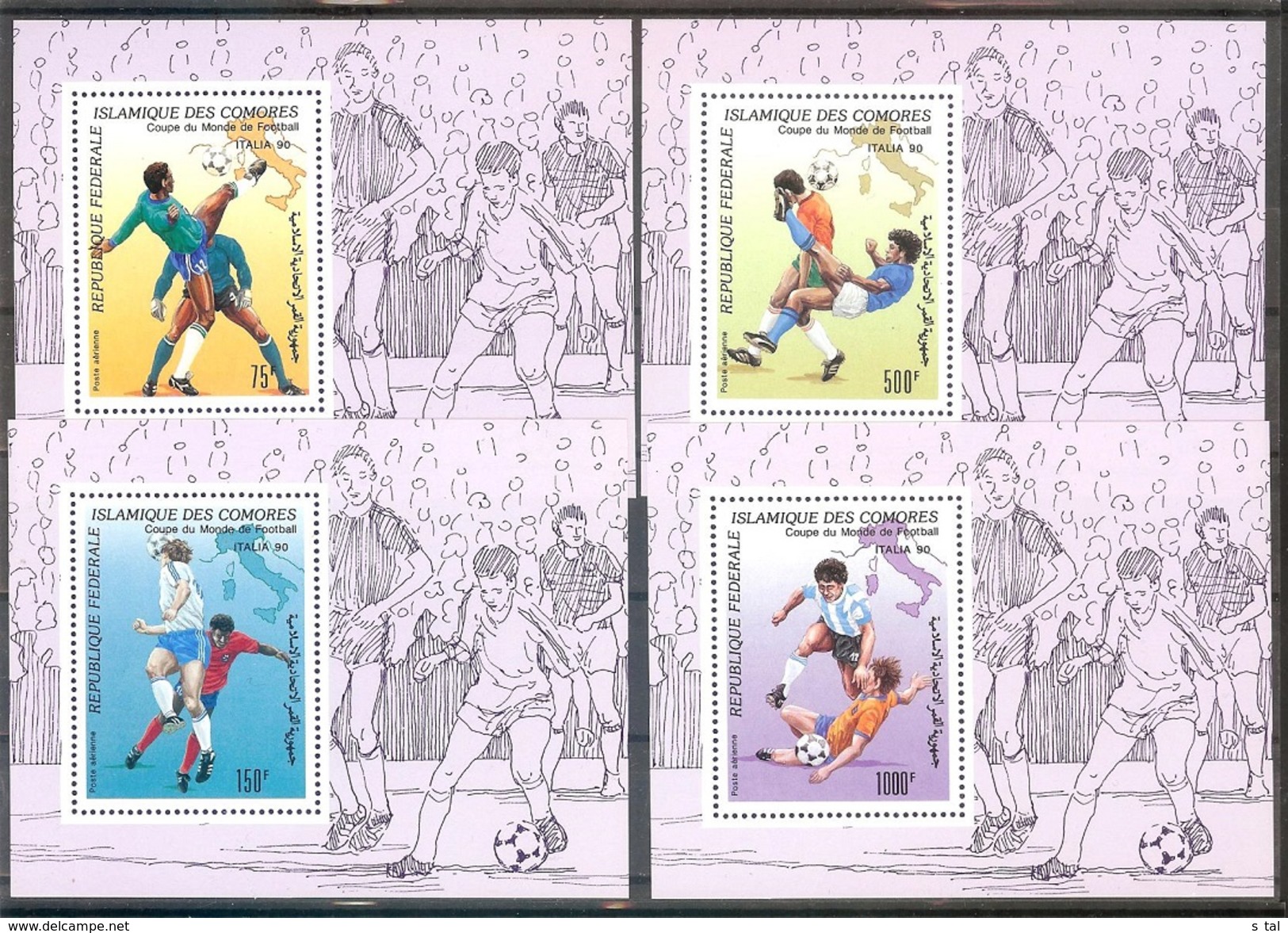 COMORES  World Cup-90 Set 4 De Luxe S/Sheets  MNH - Sonstige & Ohne Zuordnung