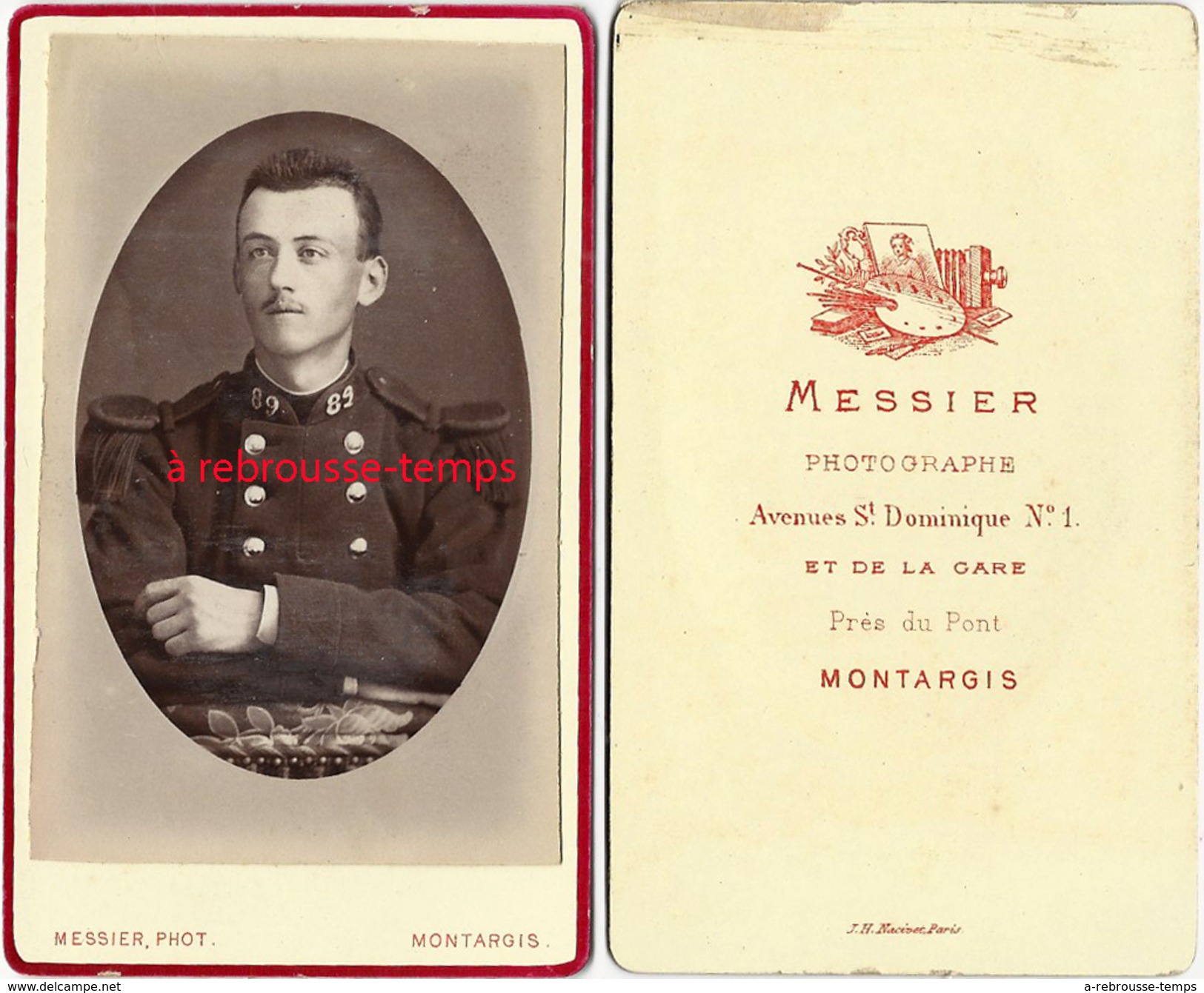 CDV Soldat Du 89e Régiment-photo Messier Av Saint Dominique Et De La Gare Près Du Pont à Montargis - Guerre, Militaire