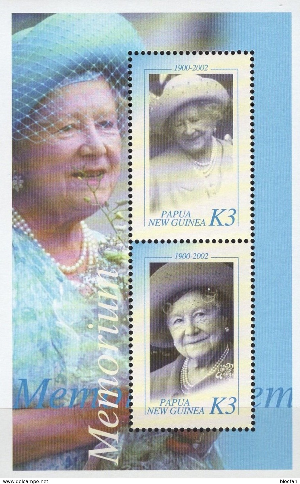 Ehrung Queen Mum 2002 Papua New Guinea 931/7 KB+Block 22/23 ** 27&euro; Memorial Porträt Bloc Ss Royal Sheet Bf Oceanien - Papua-Neuguinea