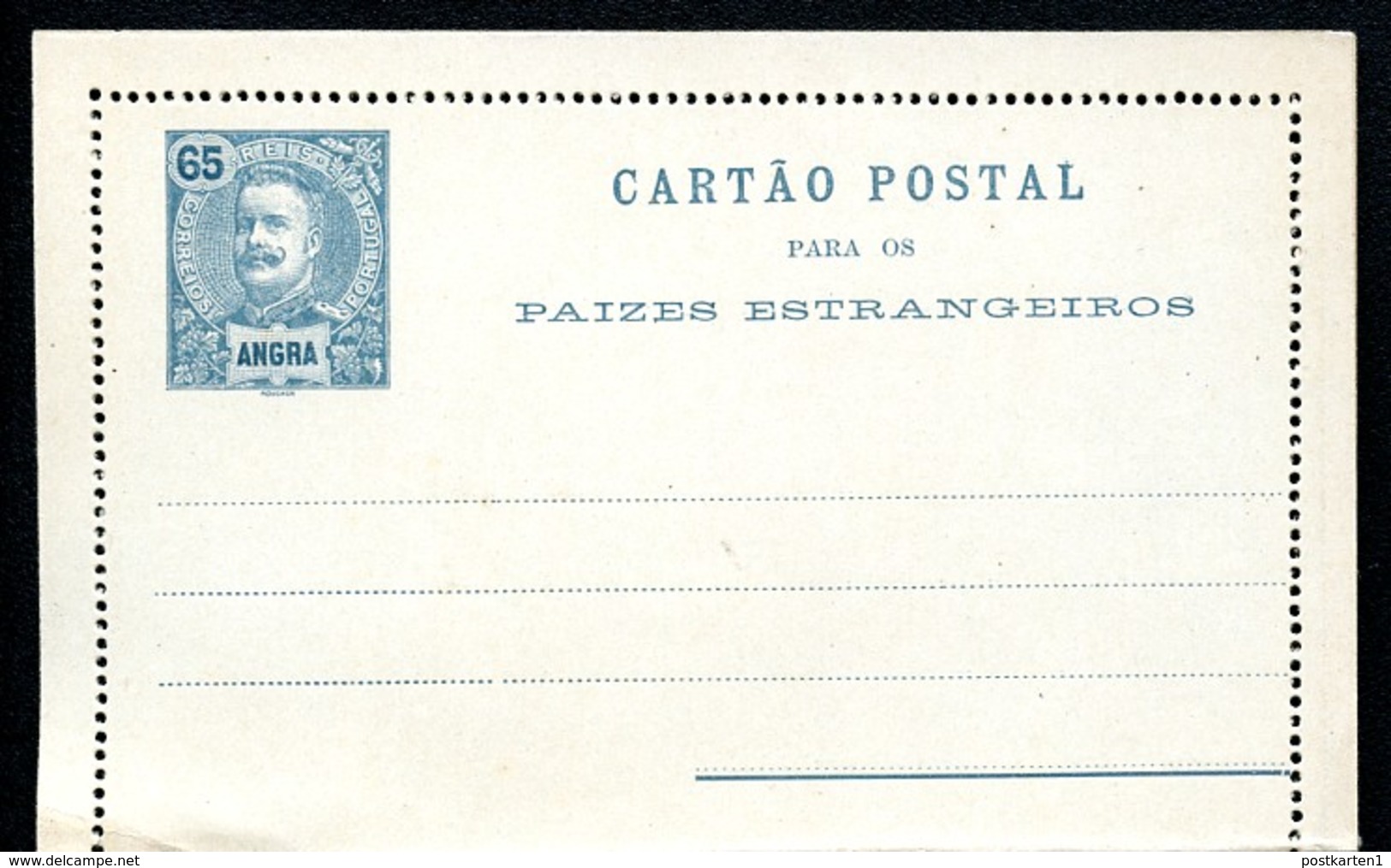 ANGRA Letter Card #A5 65 Reis Mint 1898 - Angra