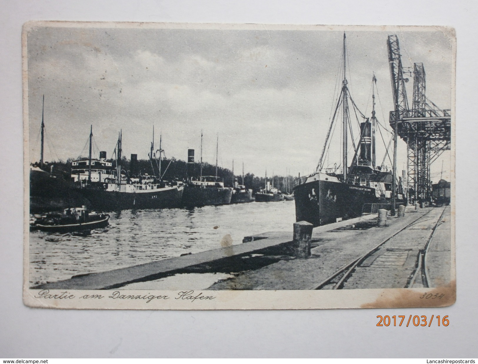 Postcard Freie Stadt Danzig Wolne Miasto Gdansk Germany Poland Steam Ships In Port / Dock & Stamp My Ref B1995 - Poland