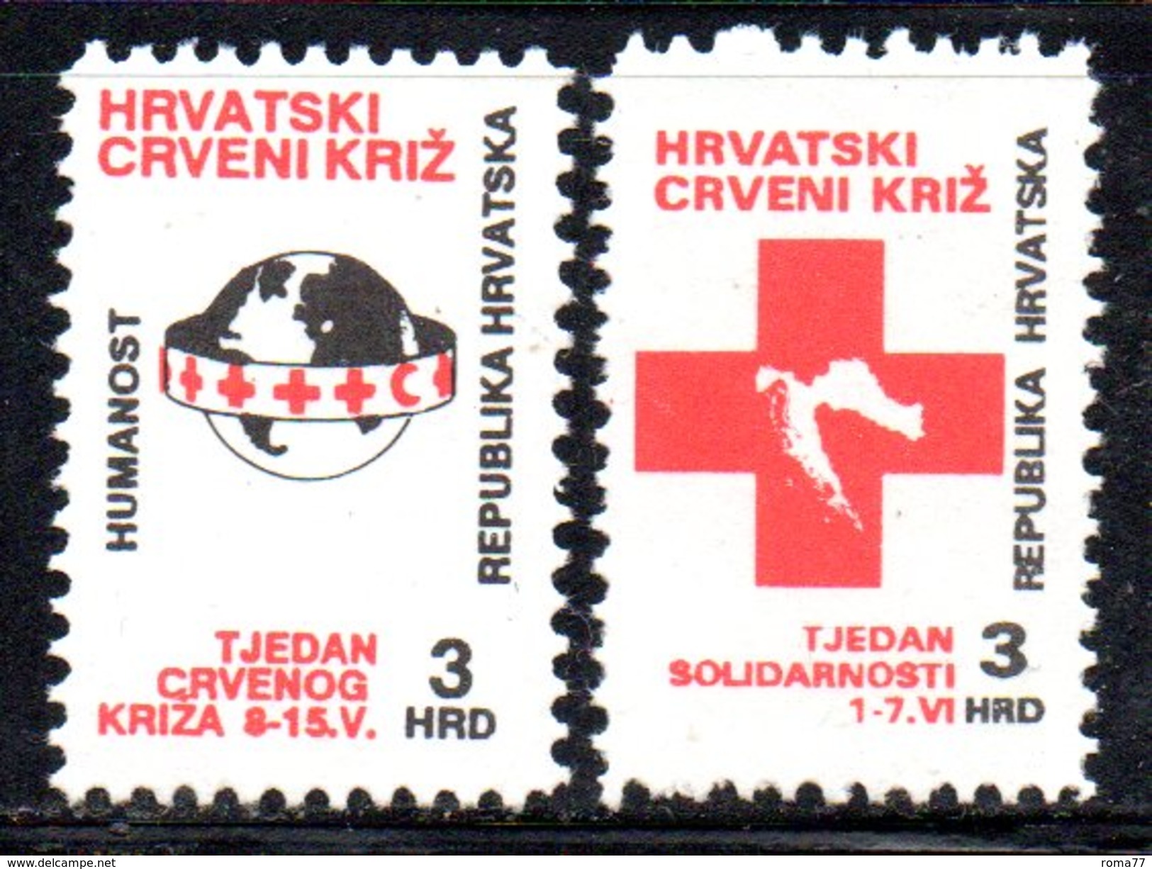 CROAZIA 1992 , Beneficenza  Unificato N. 21/22  ***  MNH . Croce Rossa - Croazia