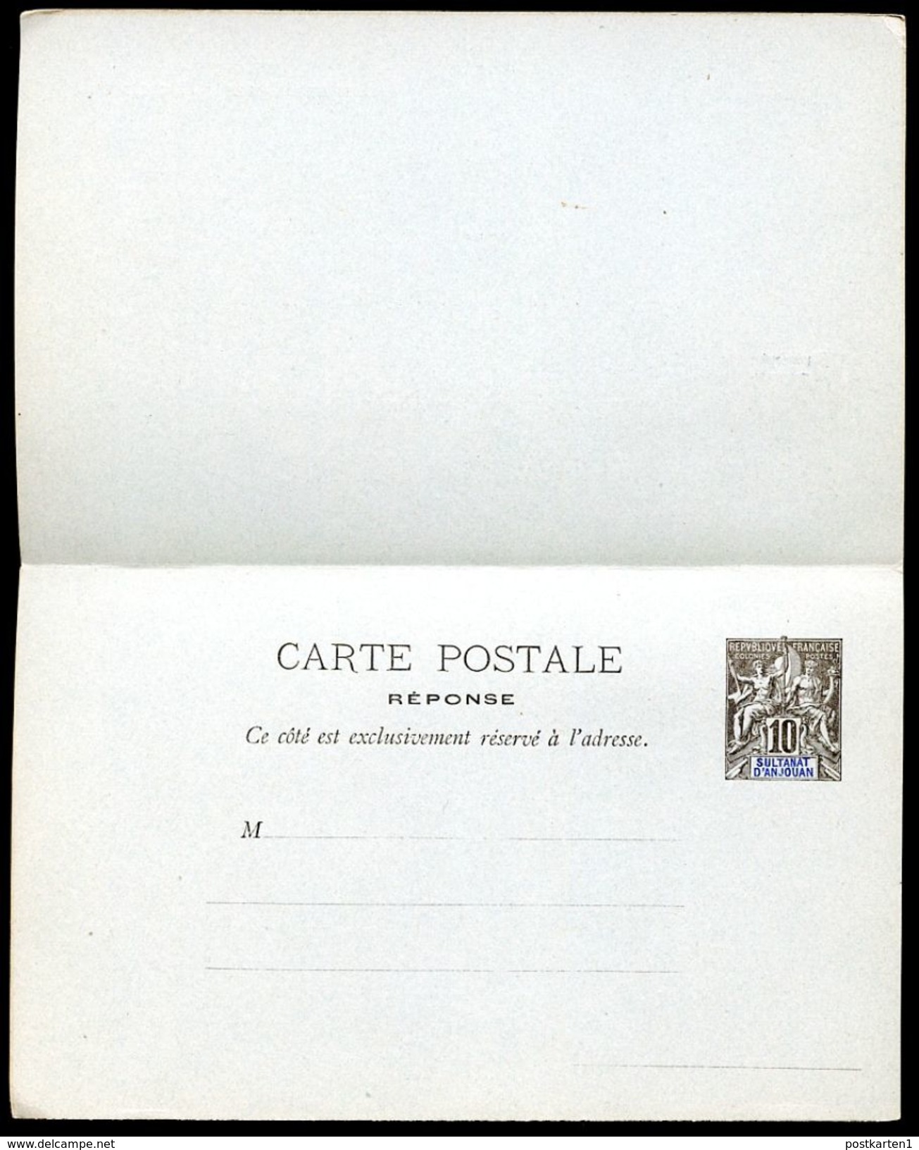 ANJOUAN COMOROS Postal Cards #1-2  10+10 C. Mint 1892 - Lettres & Documents