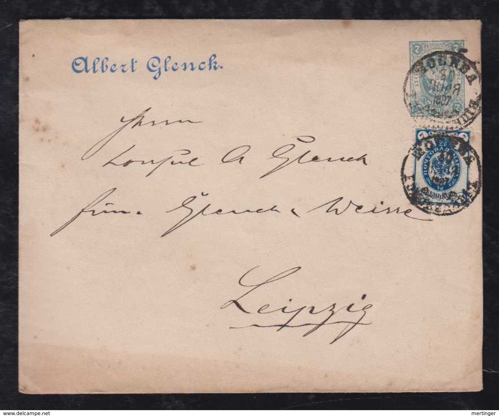 Russia 1887 Uprated Stationery Envelope To LEIPZIG Germany - Briefe U. Dokumente