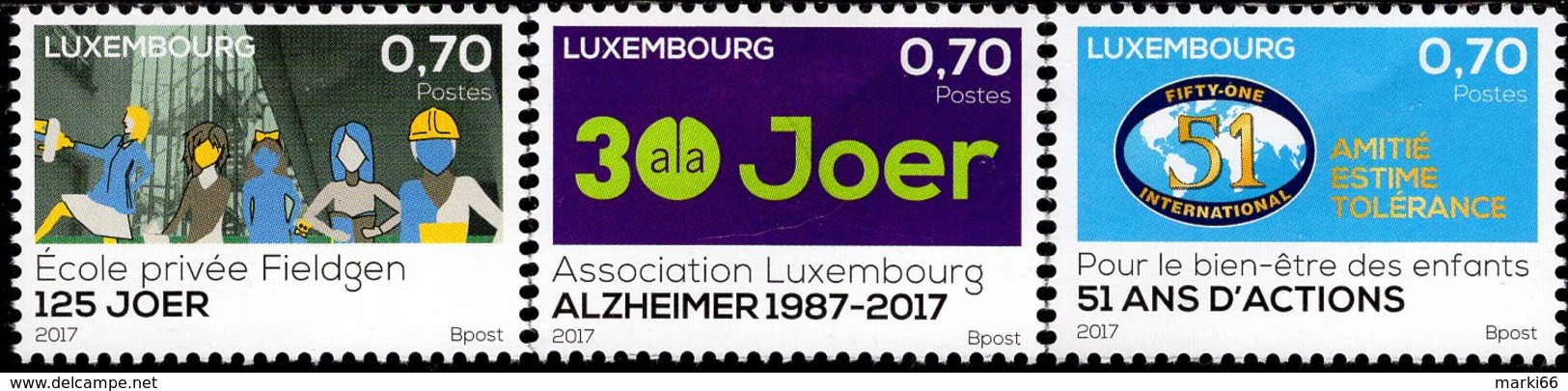 Luxembourg - 2017 - Commemorative - Girls School, Fifty-One Intl Club, Alzheimer Association - Mint Stamp Set - Unused Stamps