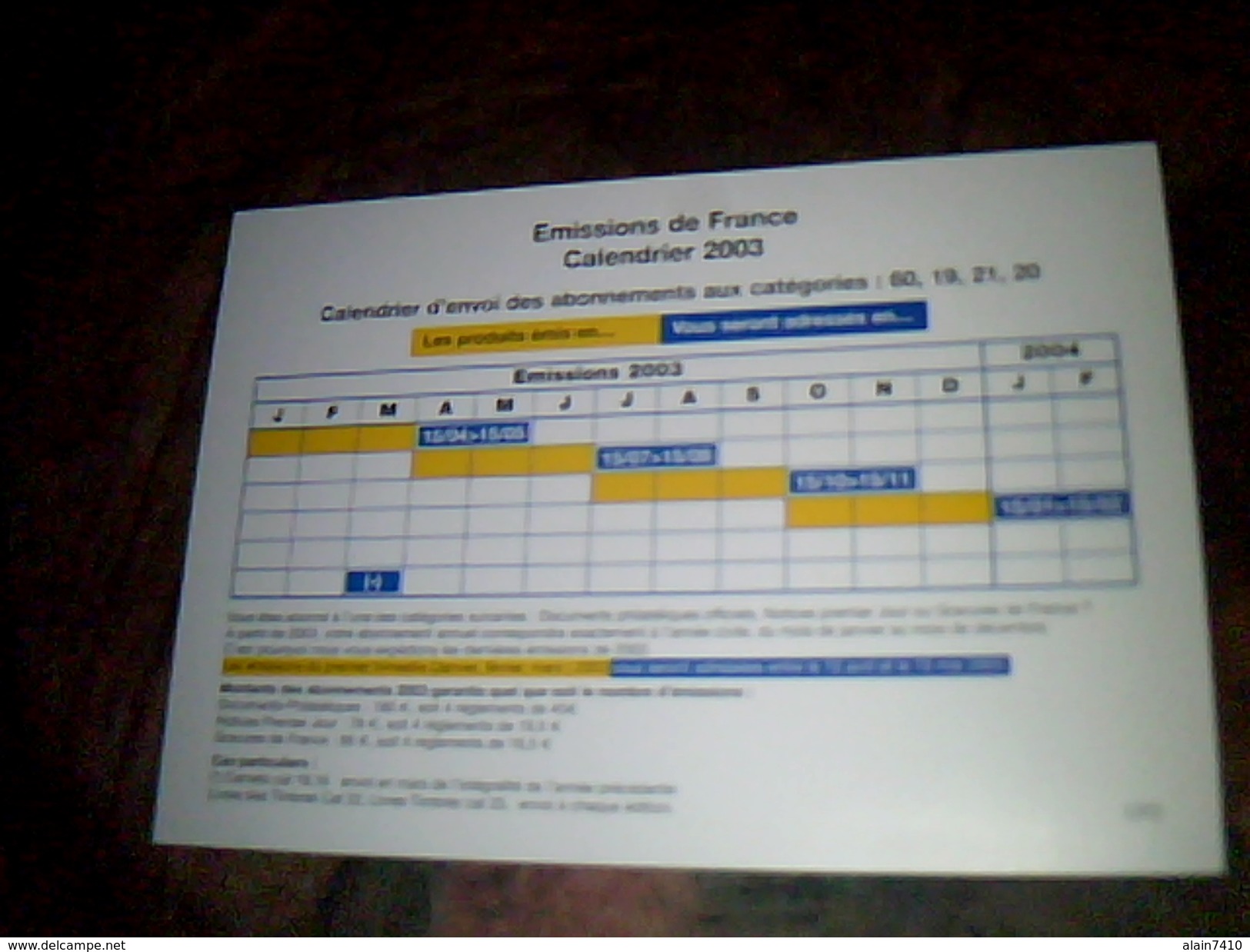 Document Philathelique Intitule Emissions De France Calendrier2003 Timbre France Australie 2002 - Documents De La Poste