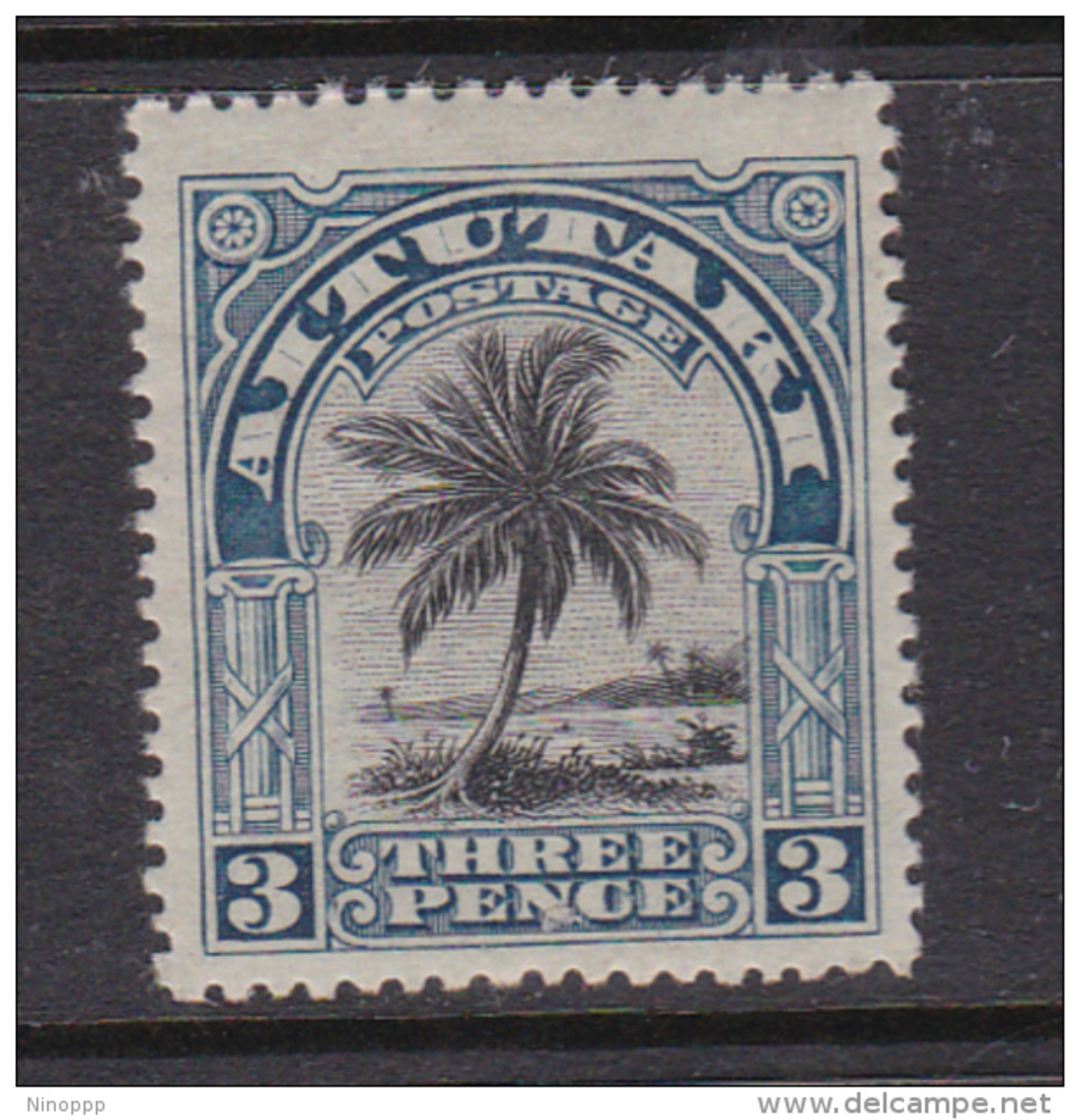 Cook Islands -Aitutaki SG 27 1920  3d Black And Deep Blue Mint - Cook Islands