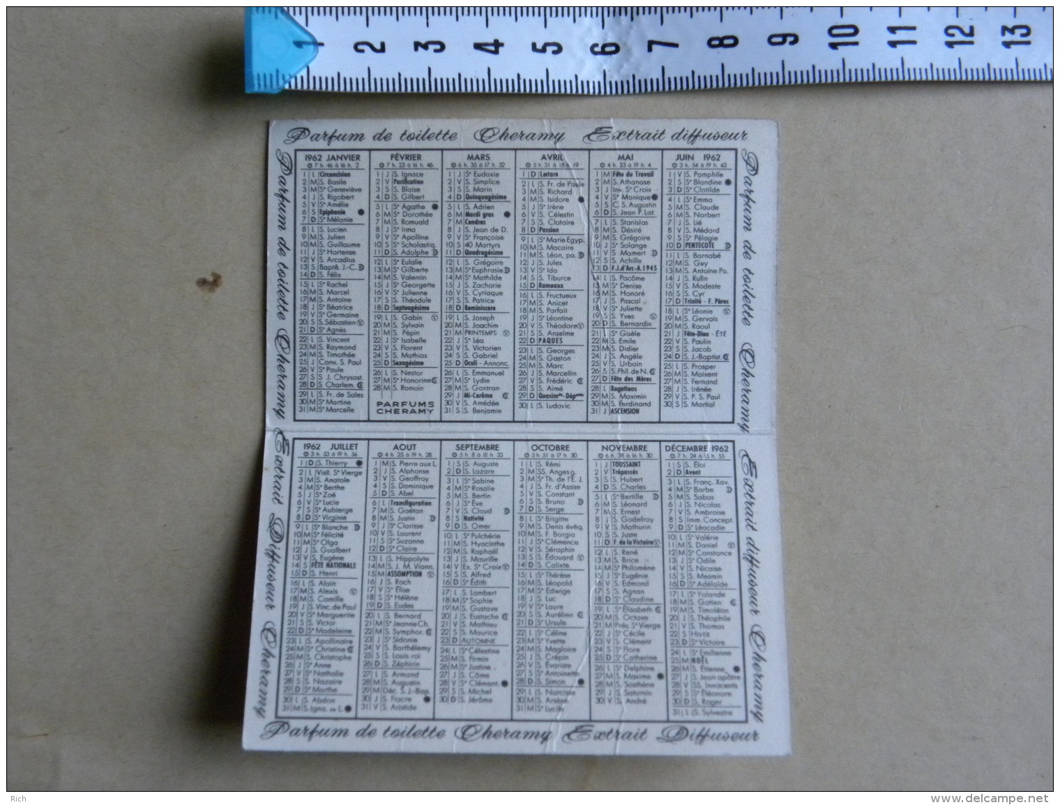 Petit Calendrier De Poche 1962 - Offert Par Le Grand Bazar Central, 42 Grande Rue GIROMAGNY Territoir De Belfort - Petit Format : 1961-70