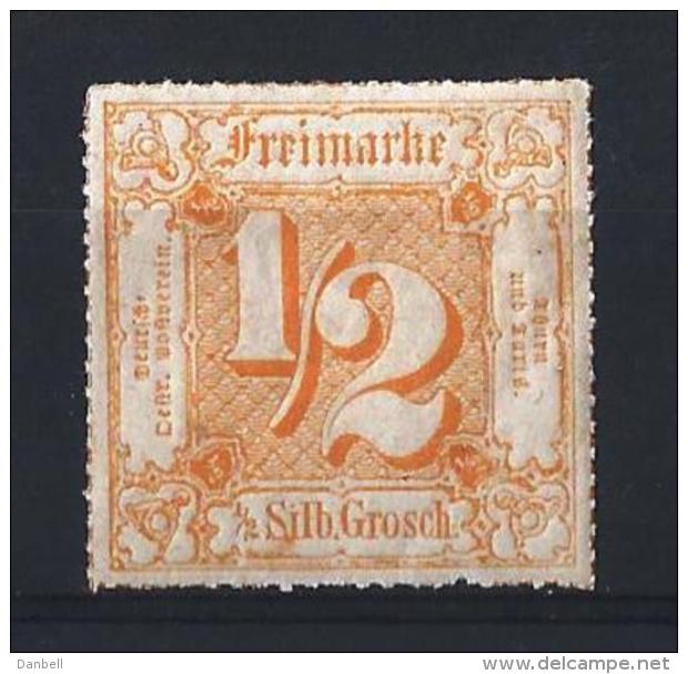 STATI DEL NORD03) 1865 - Grossa Cifra Perf.trattini  Giallo -Unif.22 MLH - Postfris