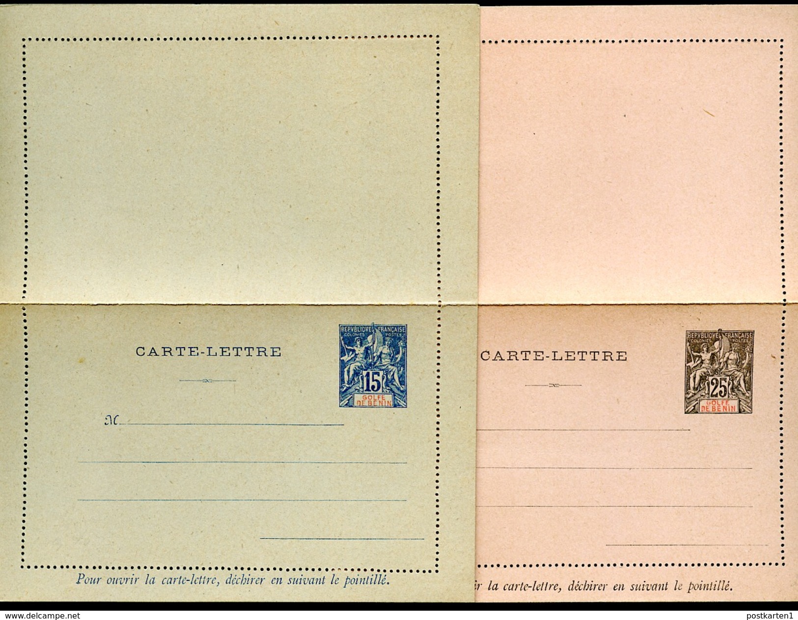 BÉNIN Letter Cards #A3-4 Mint 1893 - Covers & Documents