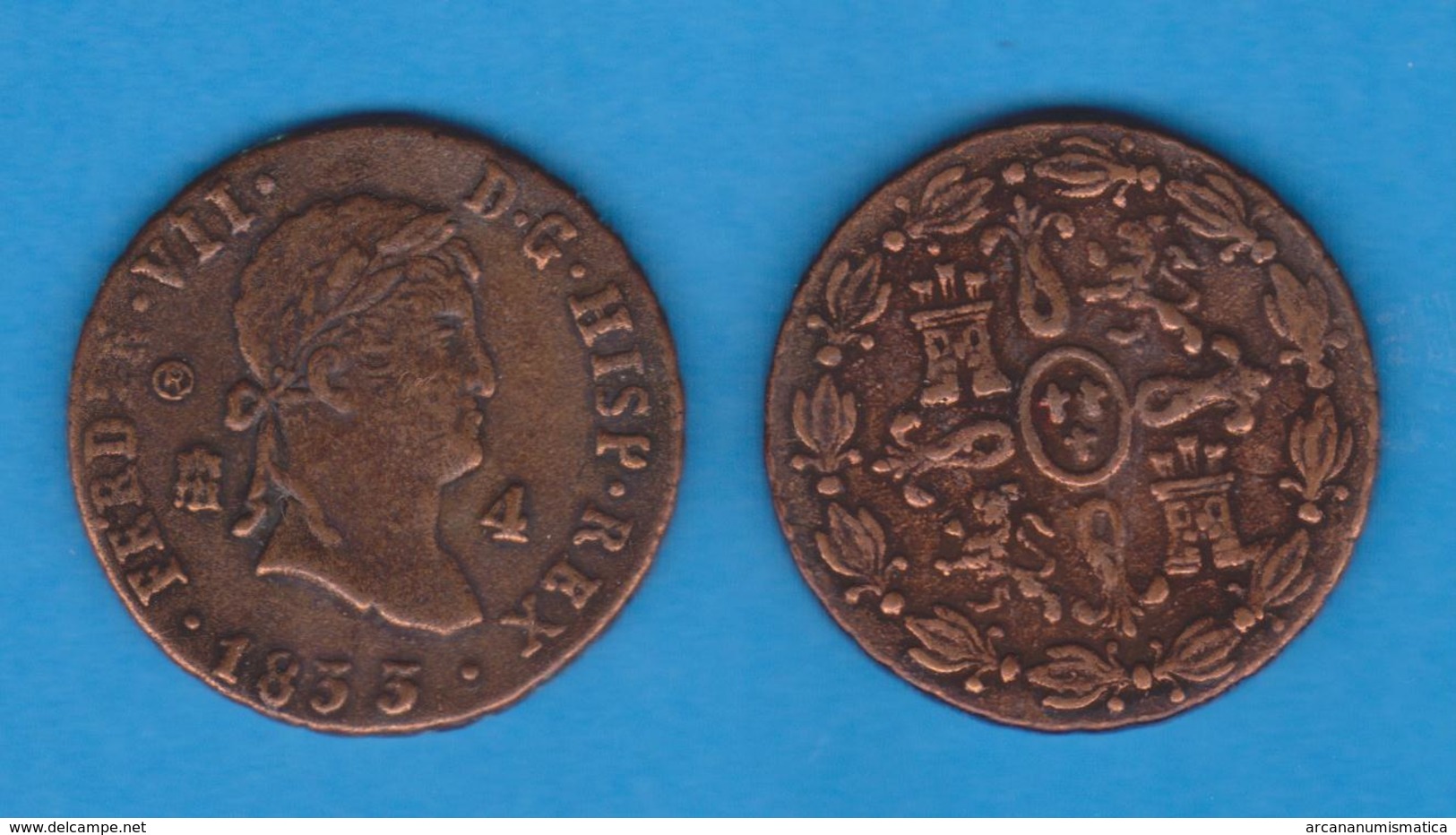 FERNANDO VII (1.808 - 1.833) 4 MARAVEDÍS 1.833 Cobre Segovia Réplica  DL-12.048 - Monedas Falsas