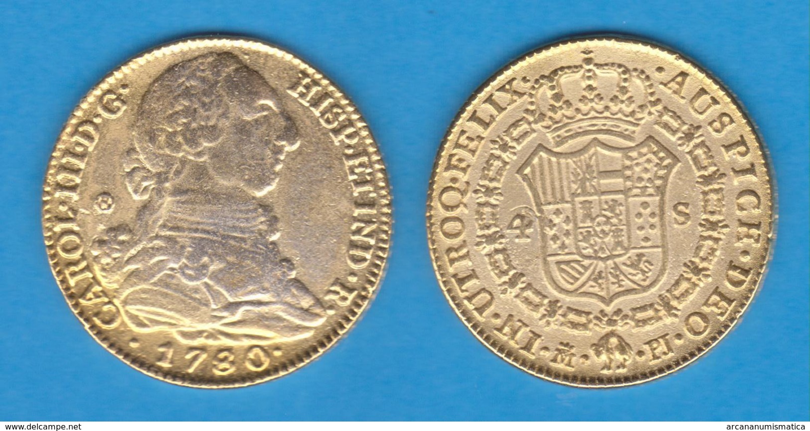 CARLOS III (1.759 - 1.788) 4 ESCUDOS 1.780 Madrid PJ  Réplica   T-DL-12.049 - Fausses Monnaies