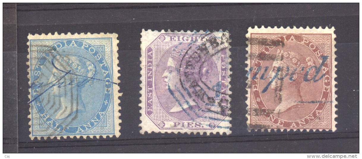 GB  -  Inde  :  Yv  9-11  (o) - 1858-79 Crown Colony