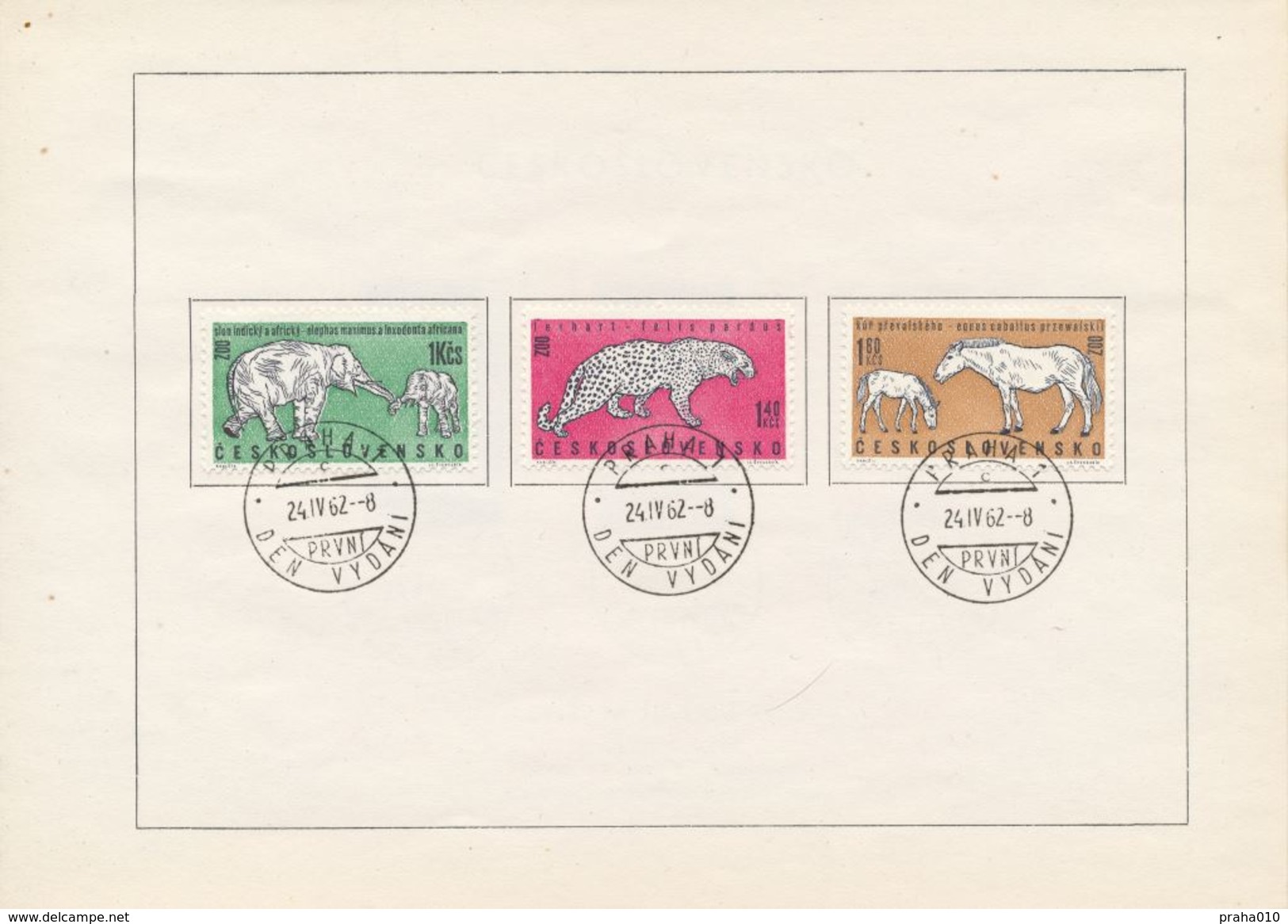 Czechoslovakia / First Day Sheet (1962/05) Praha 1 (d): Animals Czechoslovak ZOO (Elephant, Camel, Bear, Horse, ...) - Chimpanzés